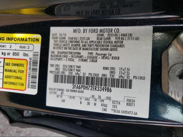 Photo 9 VIN: 3FA6P0H72ER334986 - FORD FUSION SE 