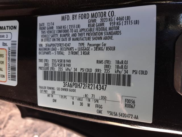 Photo 9 VIN: 3FA6P0H72FR214347 - FORD FUSION SE 