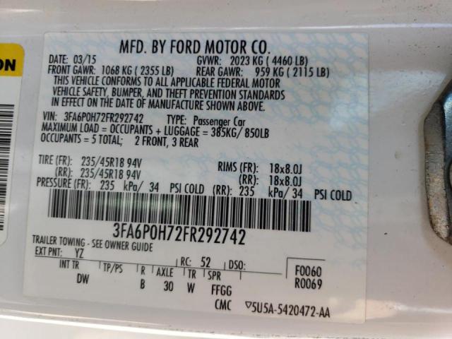 Photo 9 VIN: 3FA6P0H72FR292742 - FORD FUSION SE 