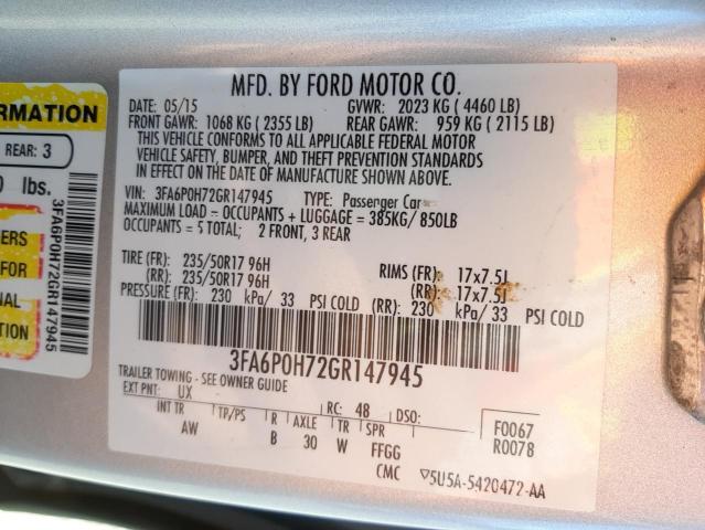 Photo 9 VIN: 3FA6P0H72GR147945 - FORD FUSION SE 