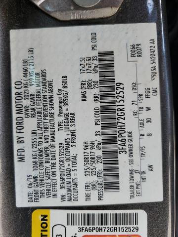 Photo 11 VIN: 3FA6P0H72GR152529 - FORD FUSION SE 