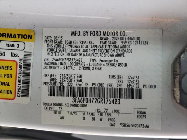 Photo 9 VIN: 3FA6P0H72GR175423 - FORD FUSION SE 