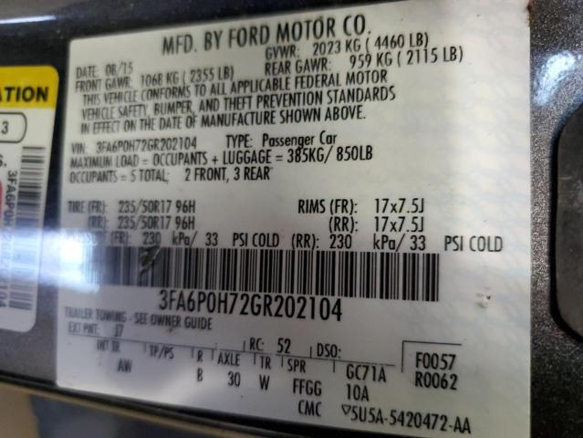 Photo 11 VIN: 3FA6P0H72GR202104 - FORD FUSION SE 