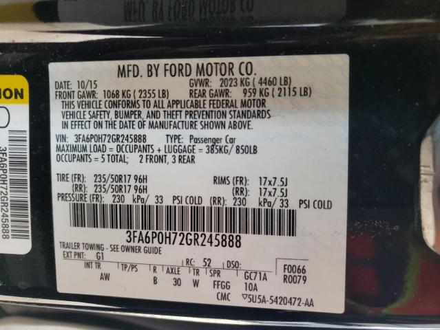 Photo 12 VIN: 3FA6P0H72GR245888 - FORD FUSION SE 