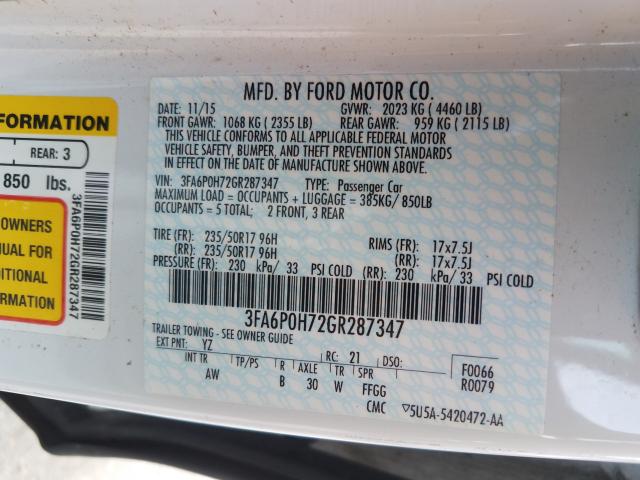 Photo 9 VIN: 3FA6P0H72GR287347 - FORD FUSION 