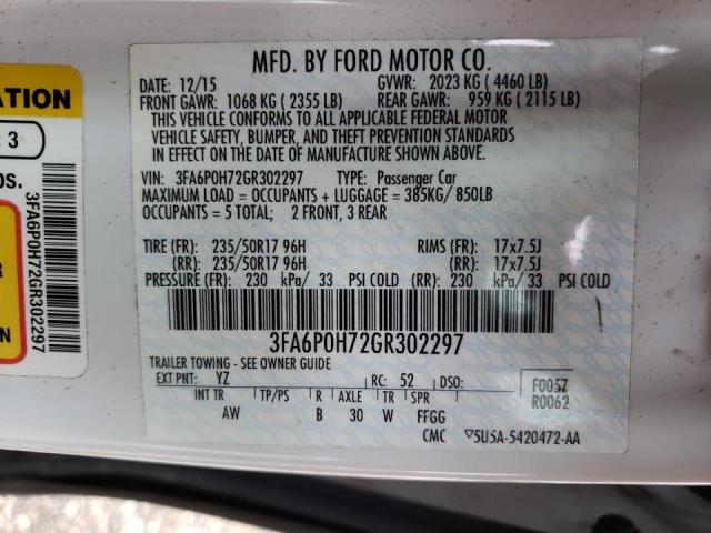 Photo 9 VIN: 3FA6P0H72GR302297 - FORD FUSION SE 