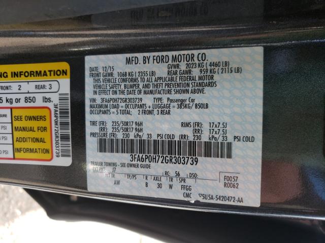 Photo 9 VIN: 3FA6P0H72GR303739 - FORD FUSION 