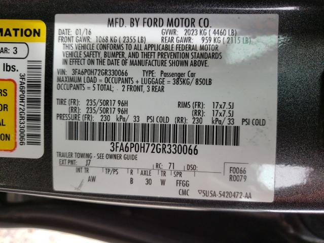 Photo 9 VIN: 3FA6P0H72GR330066 - FORD FUSION SE 