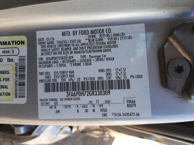 Photo 9 VIN: 3FA6P0H72GR330309 - FORD FUSION SE 