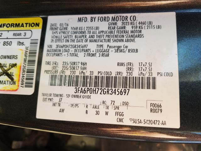 Photo 9 VIN: 3FA6P0H72GR345697 - FORD FUSION 