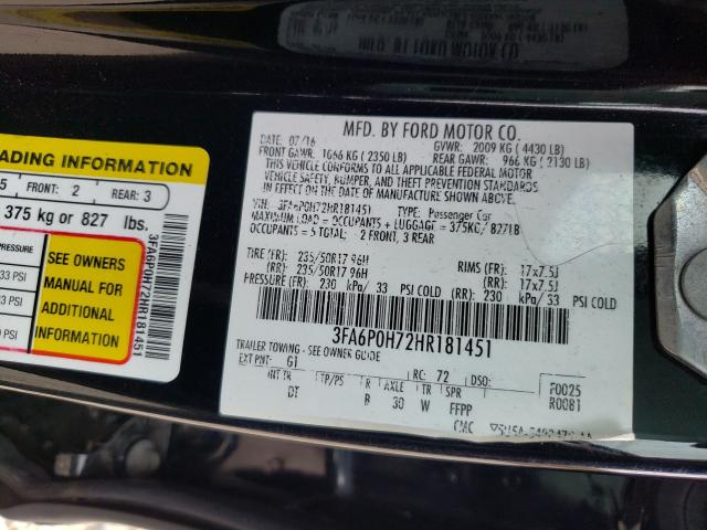 Photo 9 VIN: 3FA6P0H72HR181451 - FORD FUSION 