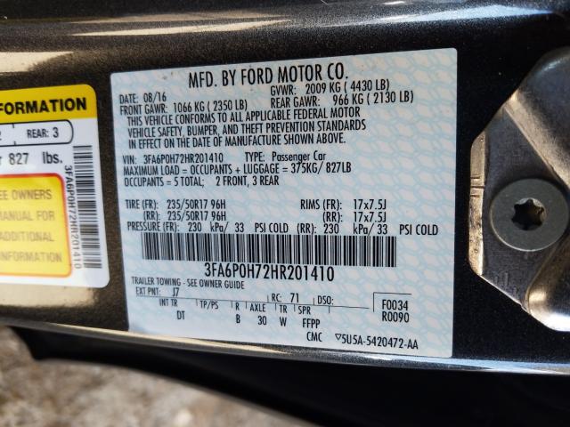 Photo 9 VIN: 3FA6P0H72HR201410 - FORD FUSION SE 