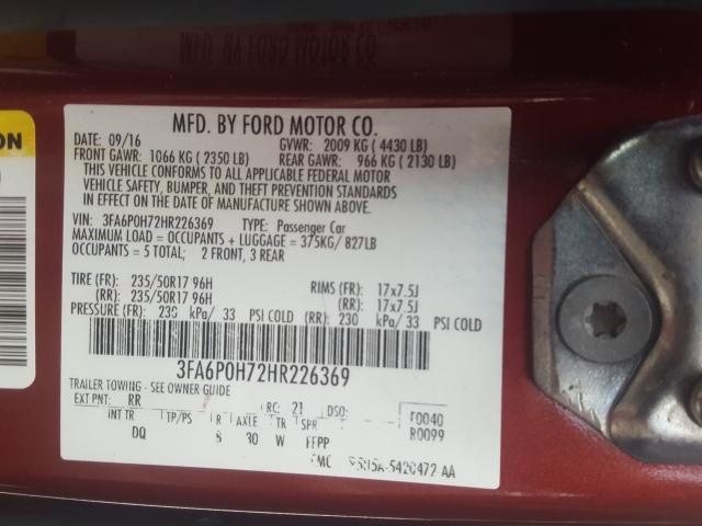 Photo 9 VIN: 3FA6P0H72HR226369 - FORD FUSION 