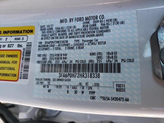 Photo 9 VIN: 3FA6P0H72HR318338 - FORD FUSION SE 