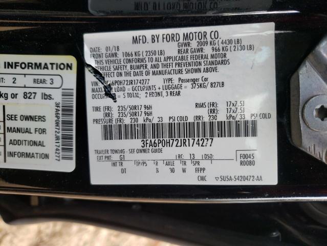 Photo 12 VIN: 3FA6P0H72JR174277 - FORD FUSION SE 