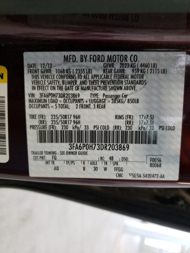 Photo 9 VIN: 3FA6P0H73DR203869 - FORD FUSION SE 