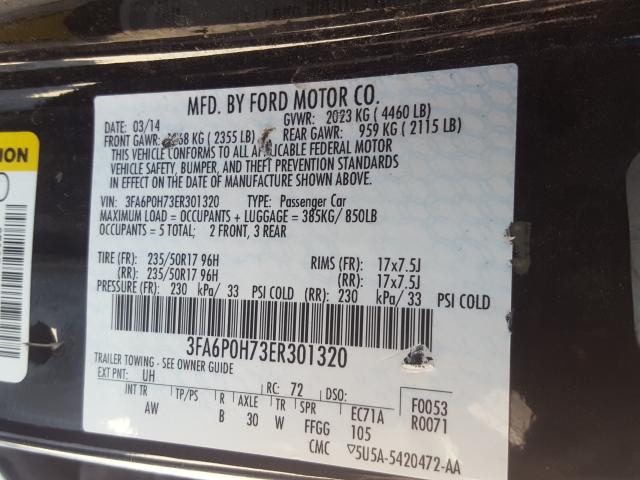 Photo 9 VIN: 3FA6P0H73ER301320 - FORD FUSION SE 