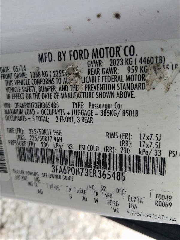 Photo 9 VIN: 3FA6P0H73ER365485 - FORD FUSION SE 