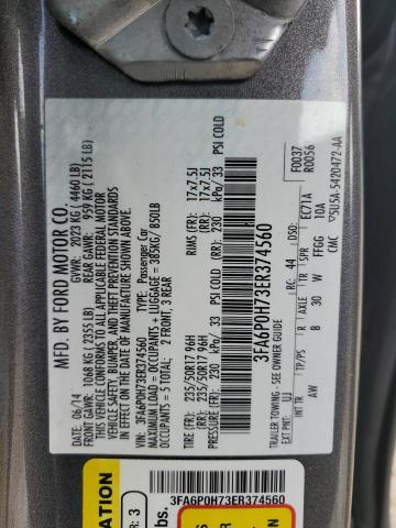 Photo 11 VIN: 3FA6P0H73ER374560 - FORD FUSION SE 