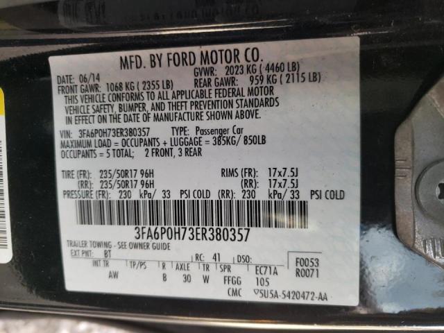 Photo 9 VIN: 3FA6P0H73ER380357 - FORD FUSION SE 