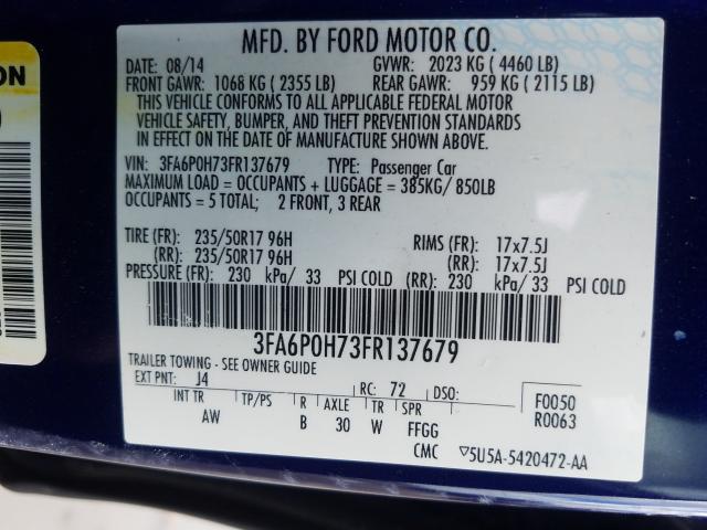 Photo 9 VIN: 3FA6P0H73FR137679 - FORD FUSION 