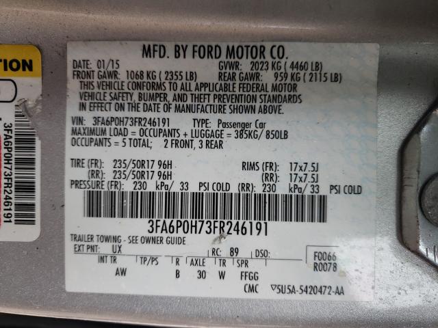 Photo 9 VIN: 3FA6P0H73FR246191 - FORD FUSION SE 