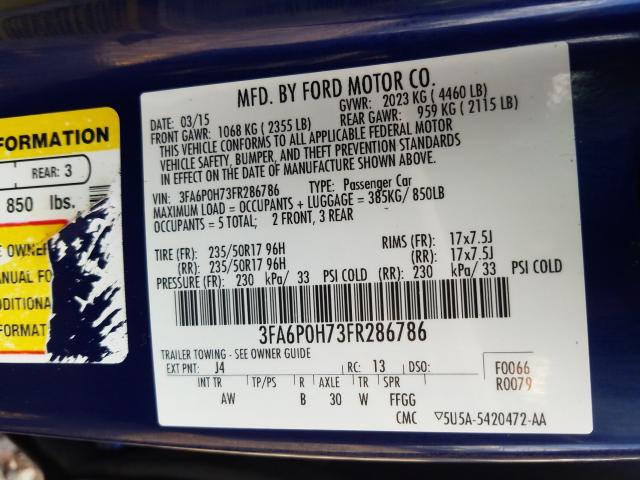 Photo 9 VIN: 3FA6P0H73FR286786 - FORD FUSION SE 