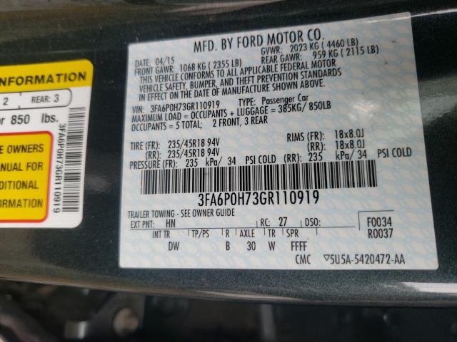 Photo 9 VIN: 3FA6P0H73GR110919 - FORD FUSION SE 