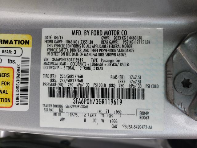 Photo 9 VIN: 3FA6P0H73GR119619 - FORD FUSION SE 