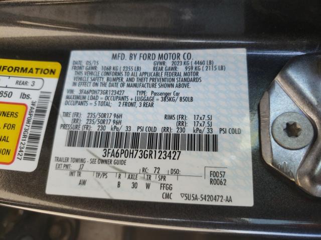 Photo 9 VIN: 3FA6P0H73GR123427 - FORD FUSION 