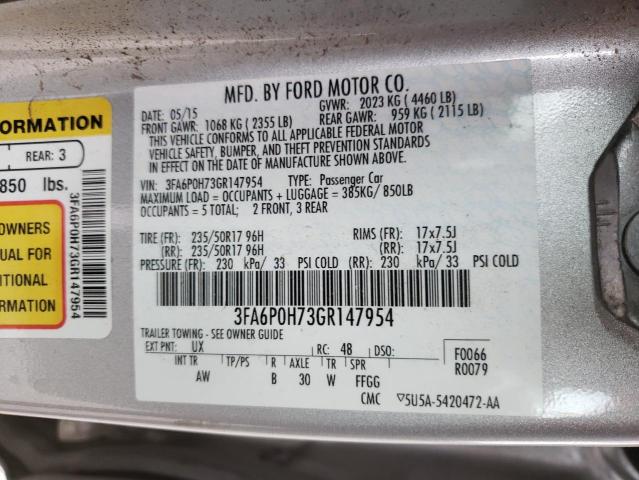 Photo 9 VIN: 3FA6P0H73GR147954 - FORD FUSION SE 