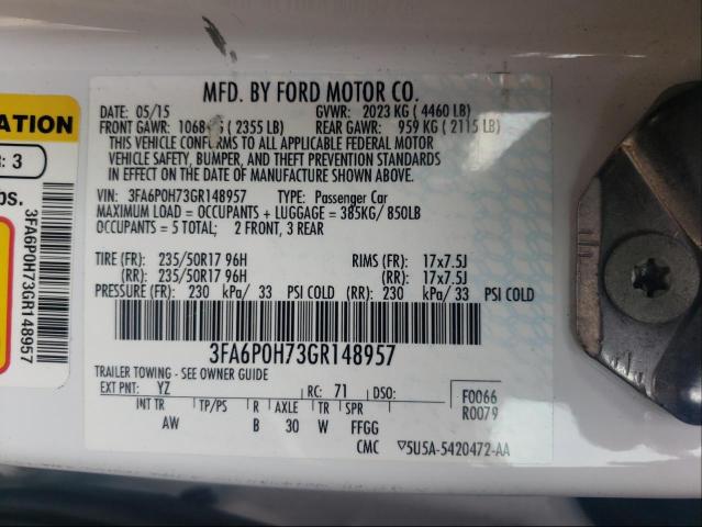 Photo 9 VIN: 3FA6P0H73GR148957 - FORD FUSION 