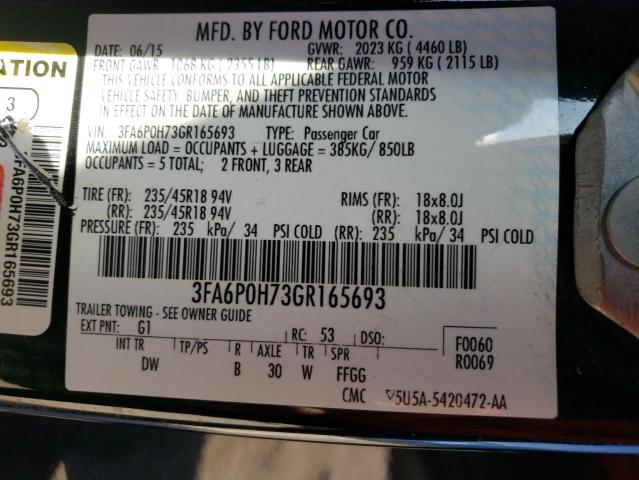 Photo 9 VIN: 3FA6P0H73GR165693 - FORD FUSION SE 