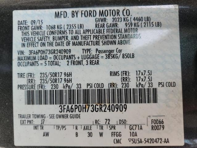 Photo 11 VIN: 3FA6P0H73GR240909 - FORD FUSION 