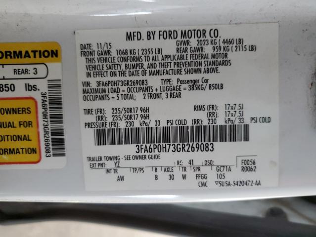 Photo 11 VIN: 3FA6P0H73GR269083 - FORD FUSION 