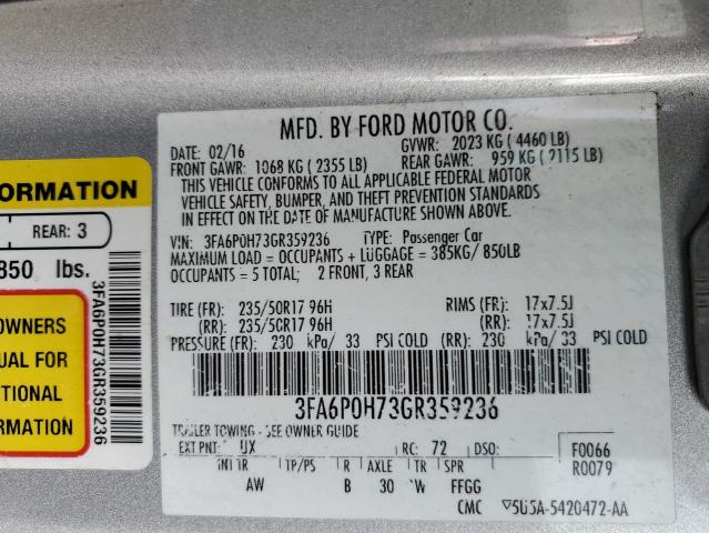 Photo 11 VIN: 3FA6P0H73GR359236 - FORD FUSION SE 