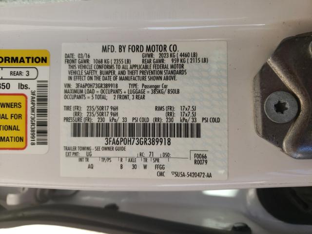 Photo 9 VIN: 3FA6P0H73GR389918 - FORD FUSION SE 