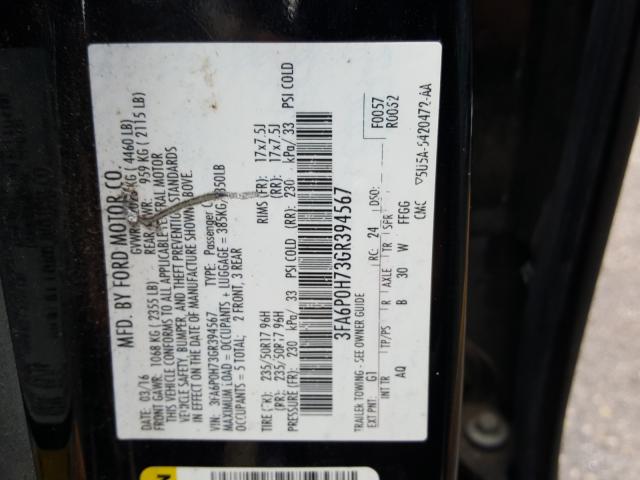 Photo 9 VIN: 3FA6P0H73GR394567 - FORD FUSION SE 