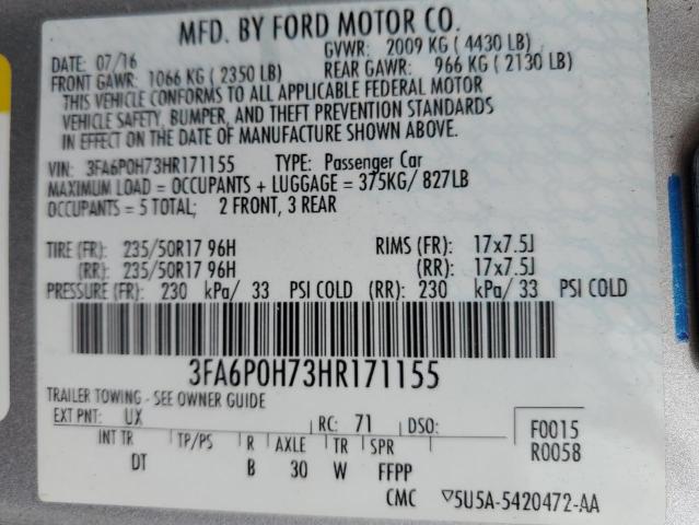 Photo 12 VIN: 3FA6P0H73HR171155 - FORD FUSION 