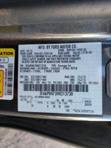 Photo 9 VIN: 3FA6P0H73HR213730 - FORD FUSION SE 