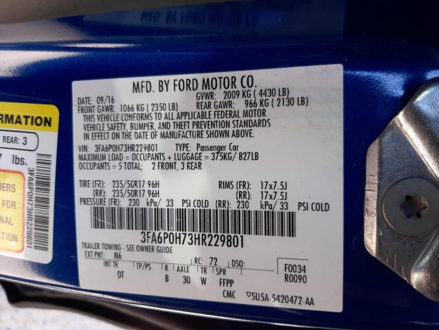 Photo 9 VIN: 3FA6P0H73HR229801 - FORD FUSION SE 