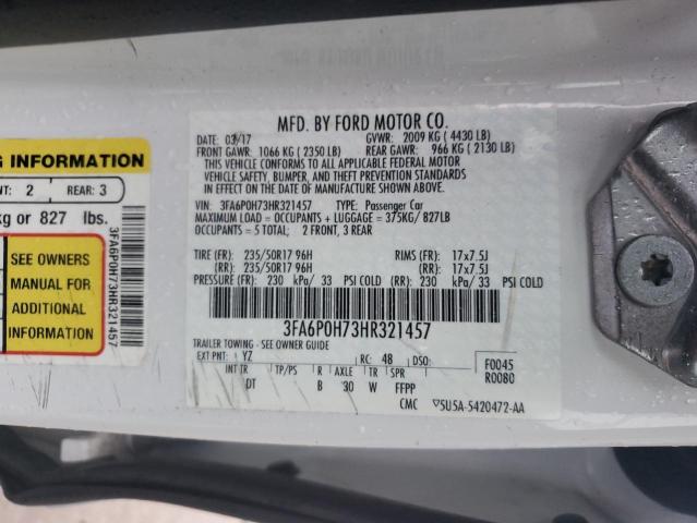 Photo 12 VIN: 3FA6P0H73HR321457 - FORD FUSION 