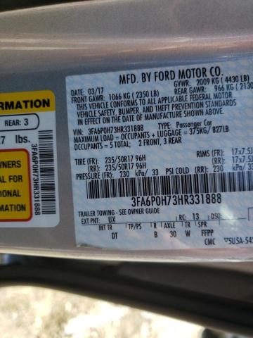 Photo 9 VIN: 3FA6P0H73HR331888 - FORD FUSION SE 