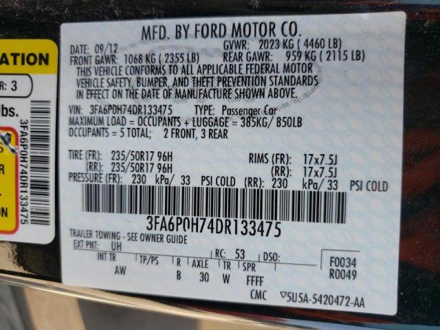 Photo 9 VIN: 3FA6P0H74DR133475 - FORD FUSION SE 