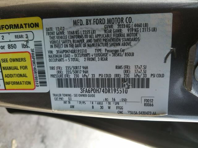 Photo 9 VIN: 3FA6P0H74DR195510 - FORD FUSION SE 