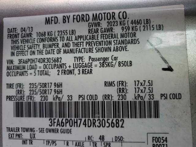 Photo 9 VIN: 3FA6P0H74DR305682 - FORD FUSION SE 