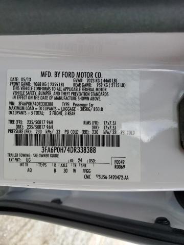 Photo 12 VIN: 3FA6P0H74DR338388 - FORD FUSION SE 