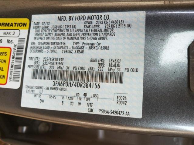 Photo 9 VIN: 3FA6P0H74DR384156 - FORD FUSION SE 