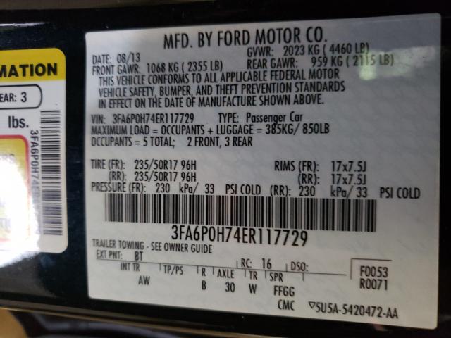 Photo 9 VIN: 3FA6P0H74ER117729 - FORD FUSION SE 