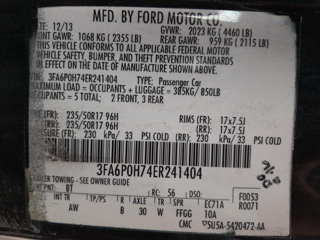 Photo 9 VIN: 3FA6P0H74ER241404 - FORD FUSION SE 